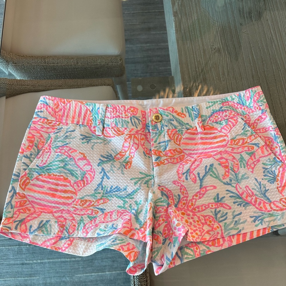 Lilly Pulitzer Shorts Womens Size 14 x 2.5" Pink Walsh Steamy Crab Floral Preppy